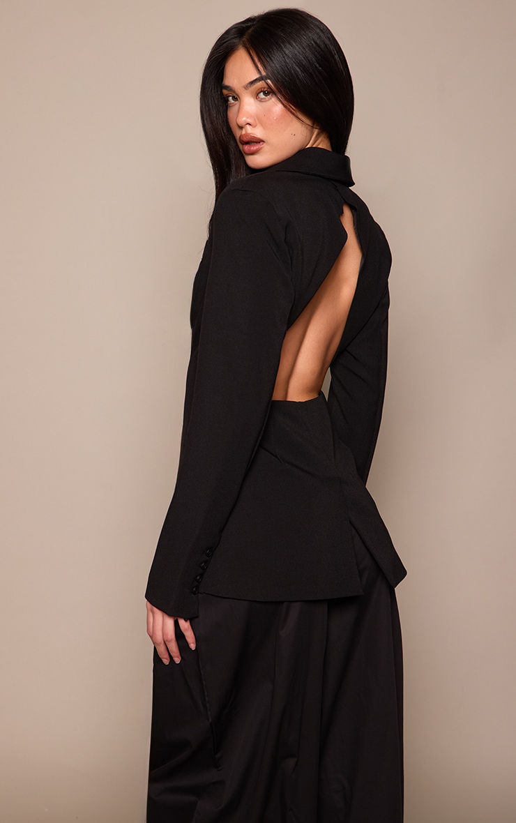 Black Backless Fitted Blazer