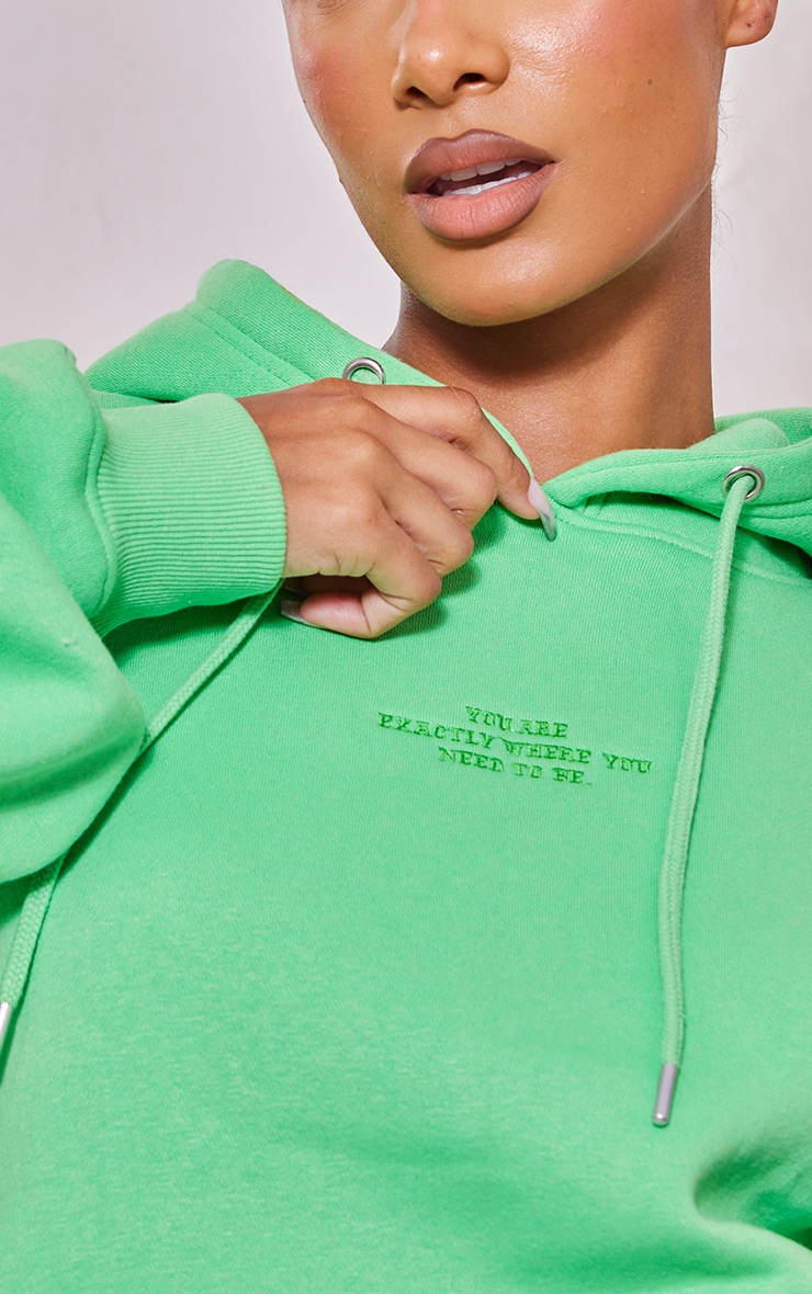 Apple Green Slogan Oversized Hoodie image 4
