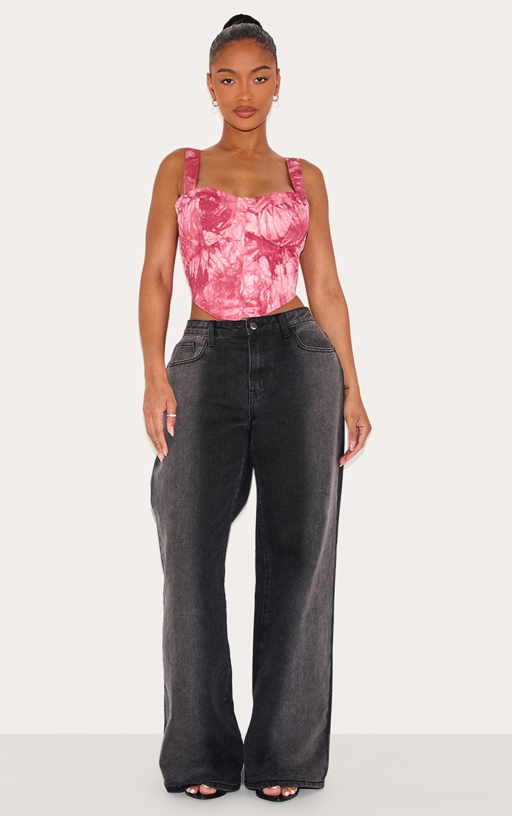 Shape Pink Tie Dye Woven Corset Crop Top image 3