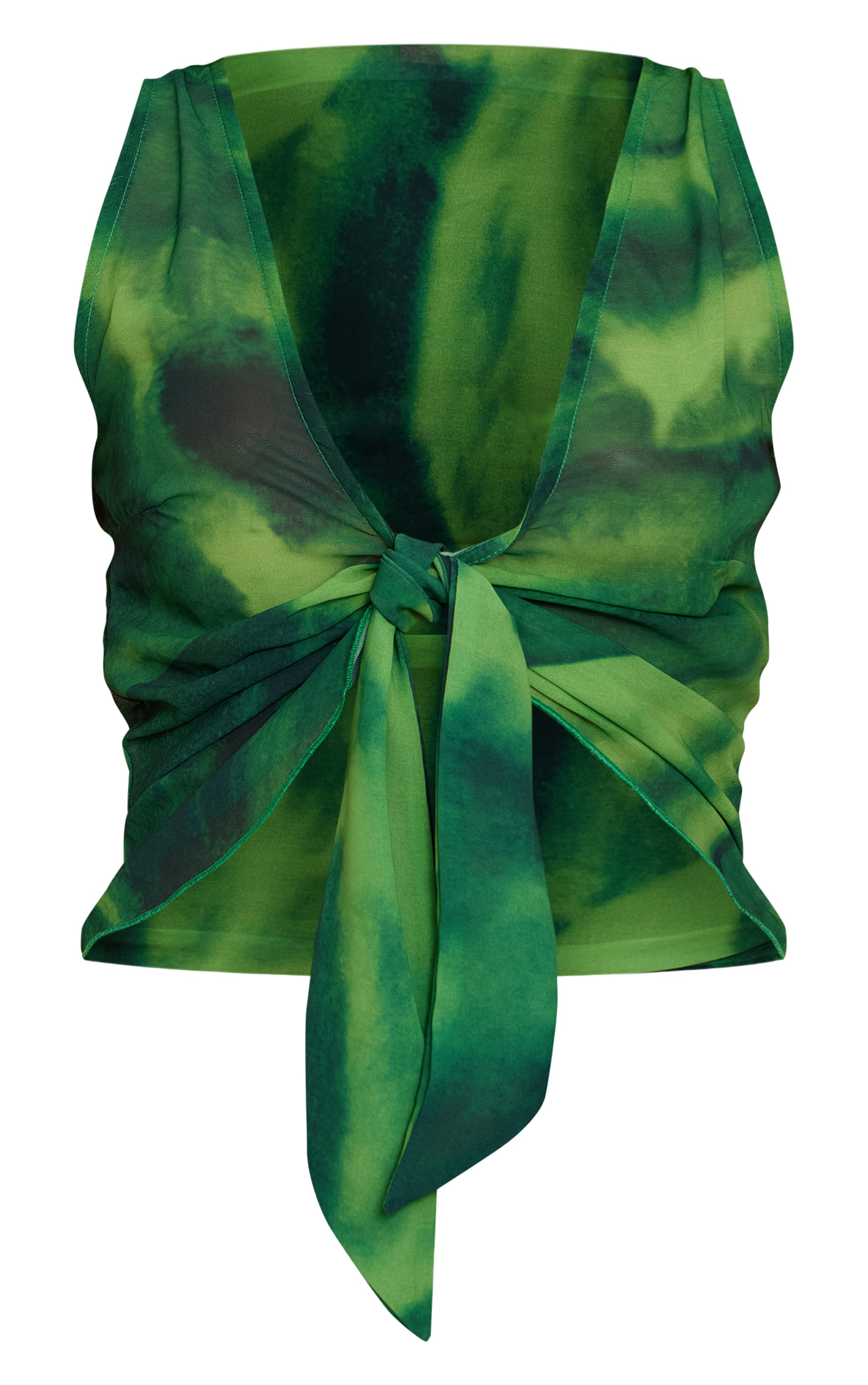 Drape Plunge Front Chiffon Long Top image 5