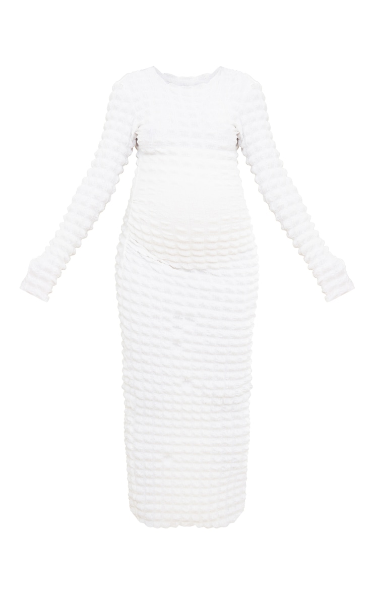 Maternity Cream Textured Bubble Midaxi Dress image 5