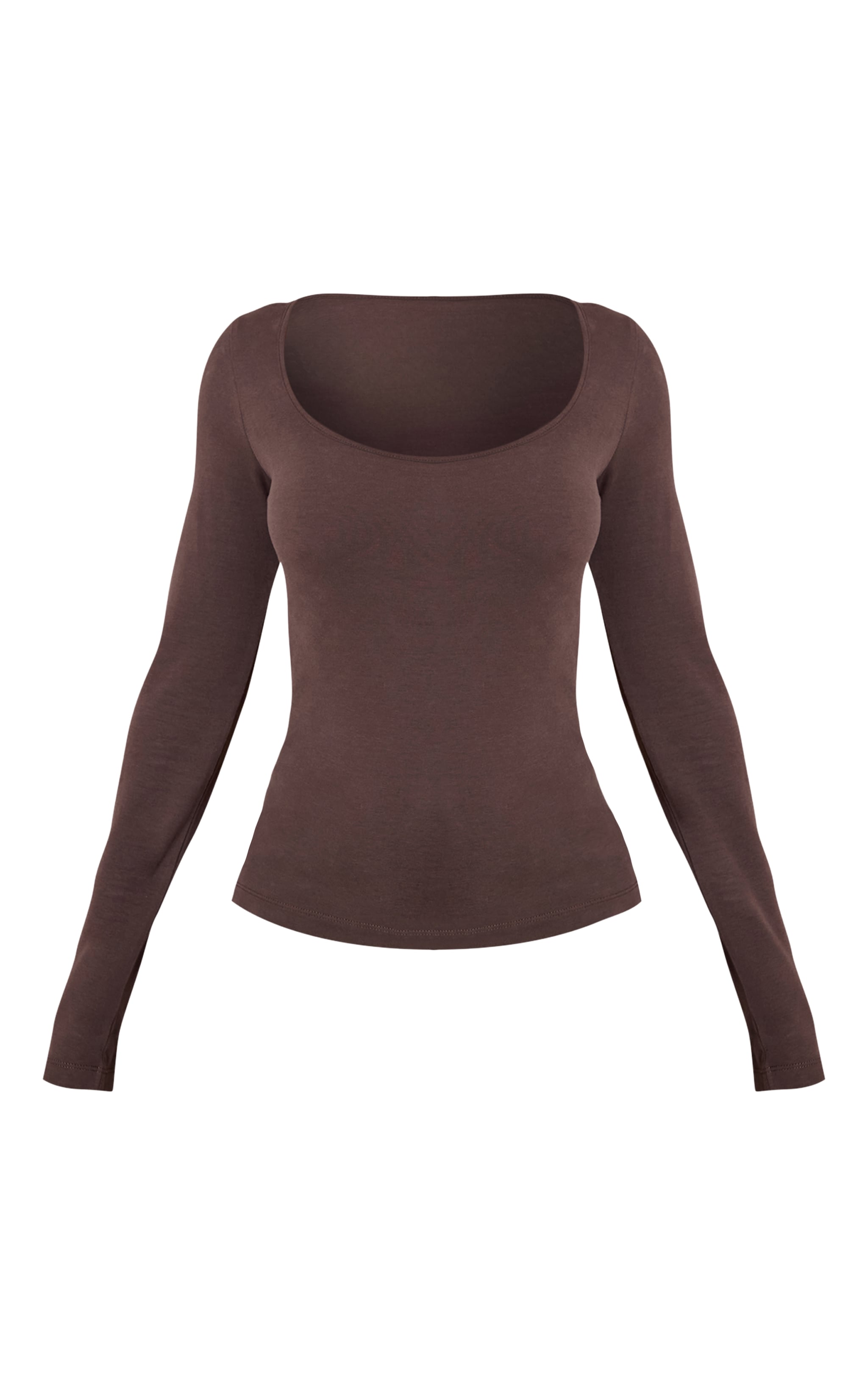 Petite Top en coton doux chocolat foncé à col rond et manches longues image 5