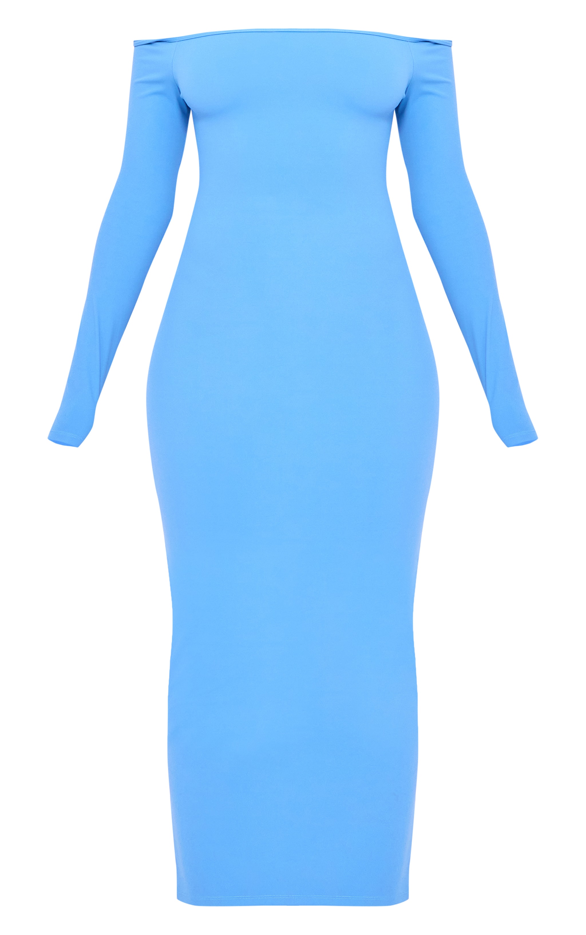 Robe mi-longue à contours Sculpt bleu clair à col bardot image 5