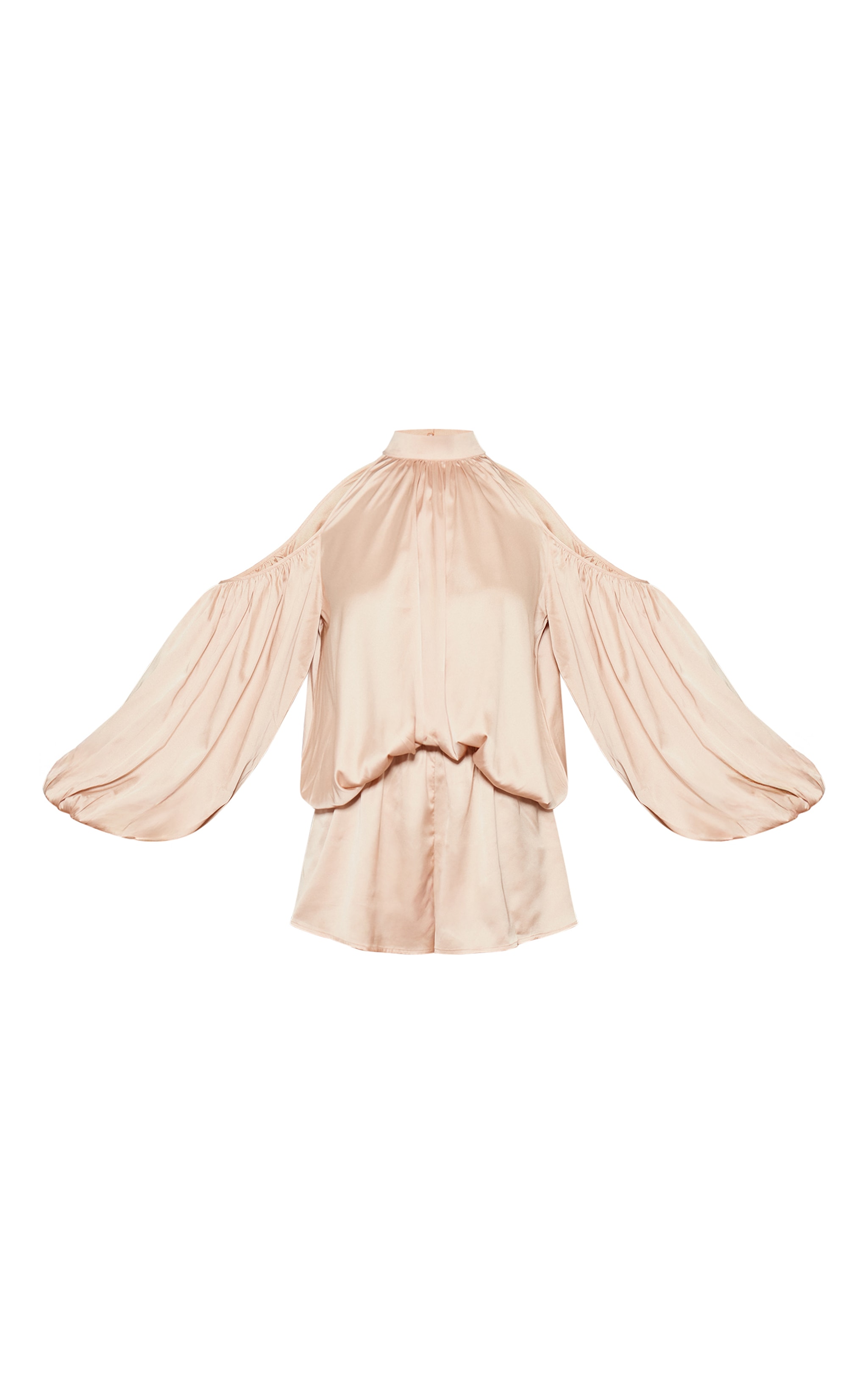 Champagne High Neck Cold Shoulder Romper image 5