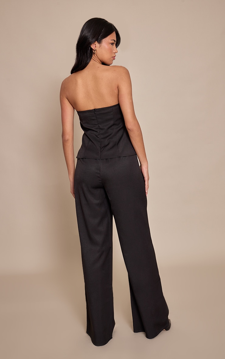 Black Bandeau Tailored Straight Leg Jumpsuit image 2