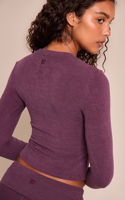 Deep Plum Melange Soft Cotton Long Sleeve Top