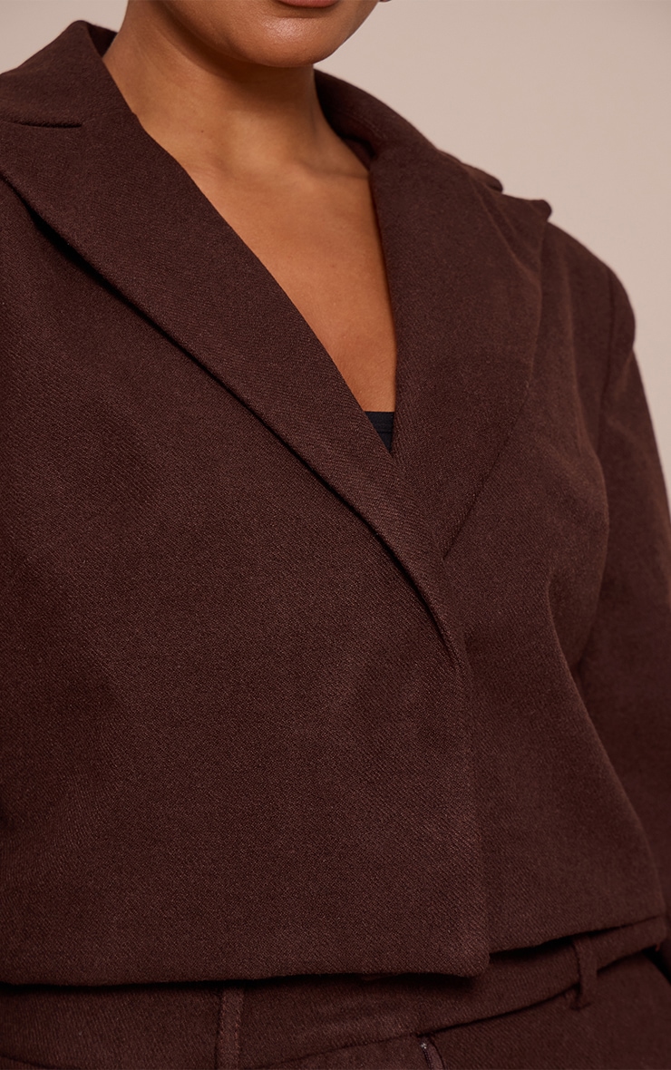 Shape Chocolate Wool Look Cropped Structured Blazer image 4