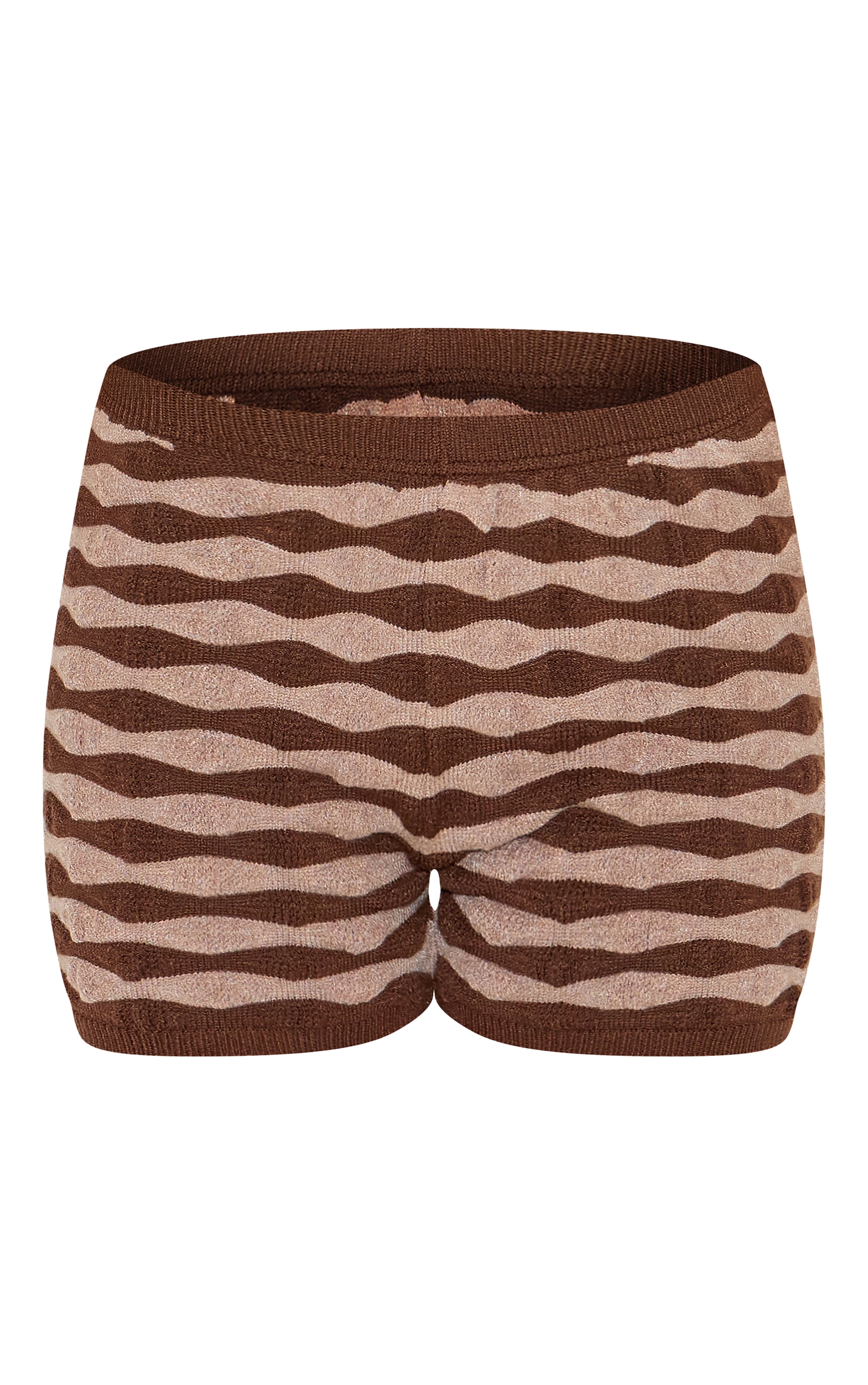 Petite Chocolate Knitted Striped Shorts image 6