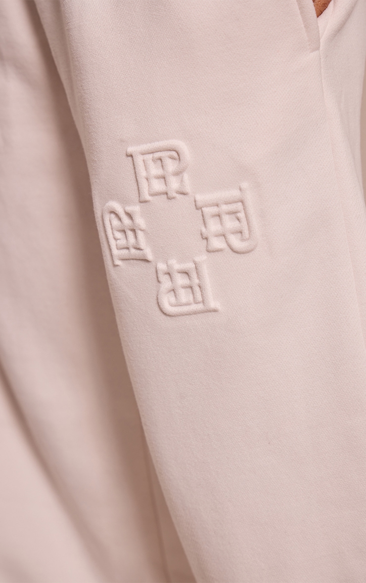Petite Cream PLT Embossed Wide Leg Track Pants image 4