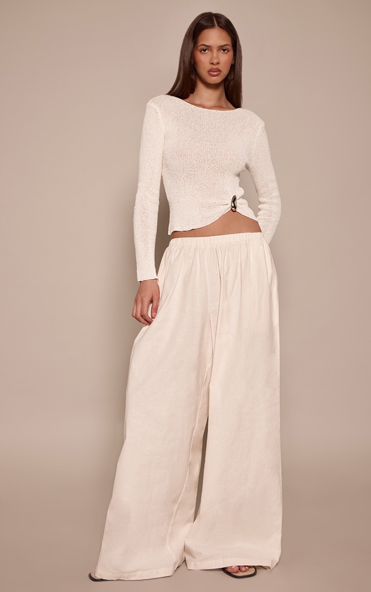 Cream Linen Palazzo Trousers