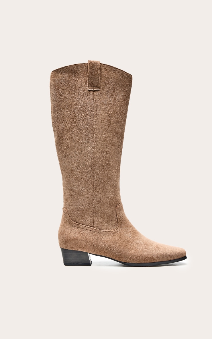 Mushroom Faux Suede Round Toe Western image 2