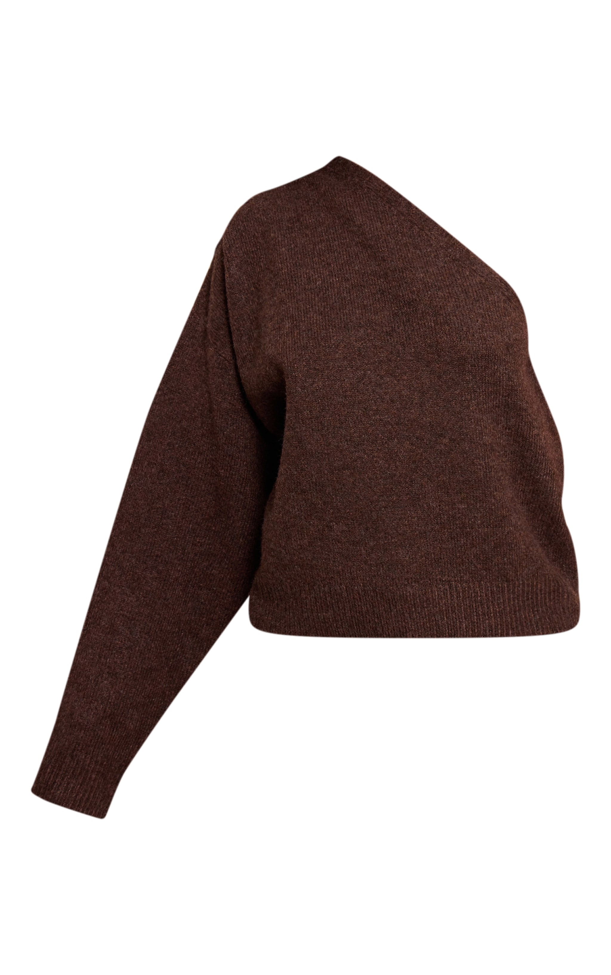 Petite Chocolate Trim Detail One Shoulder Knitted Sweater image 5