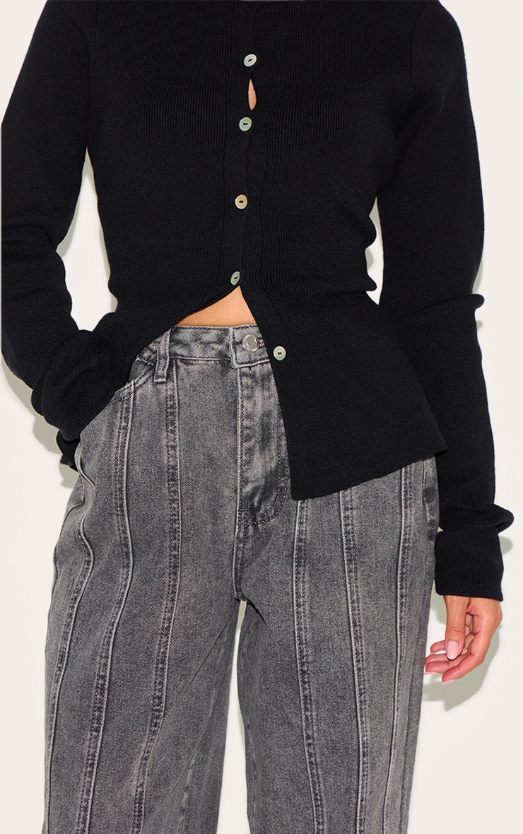 Petite Grey Denim Seam Detail Jeans With Adjustable Straps image 4