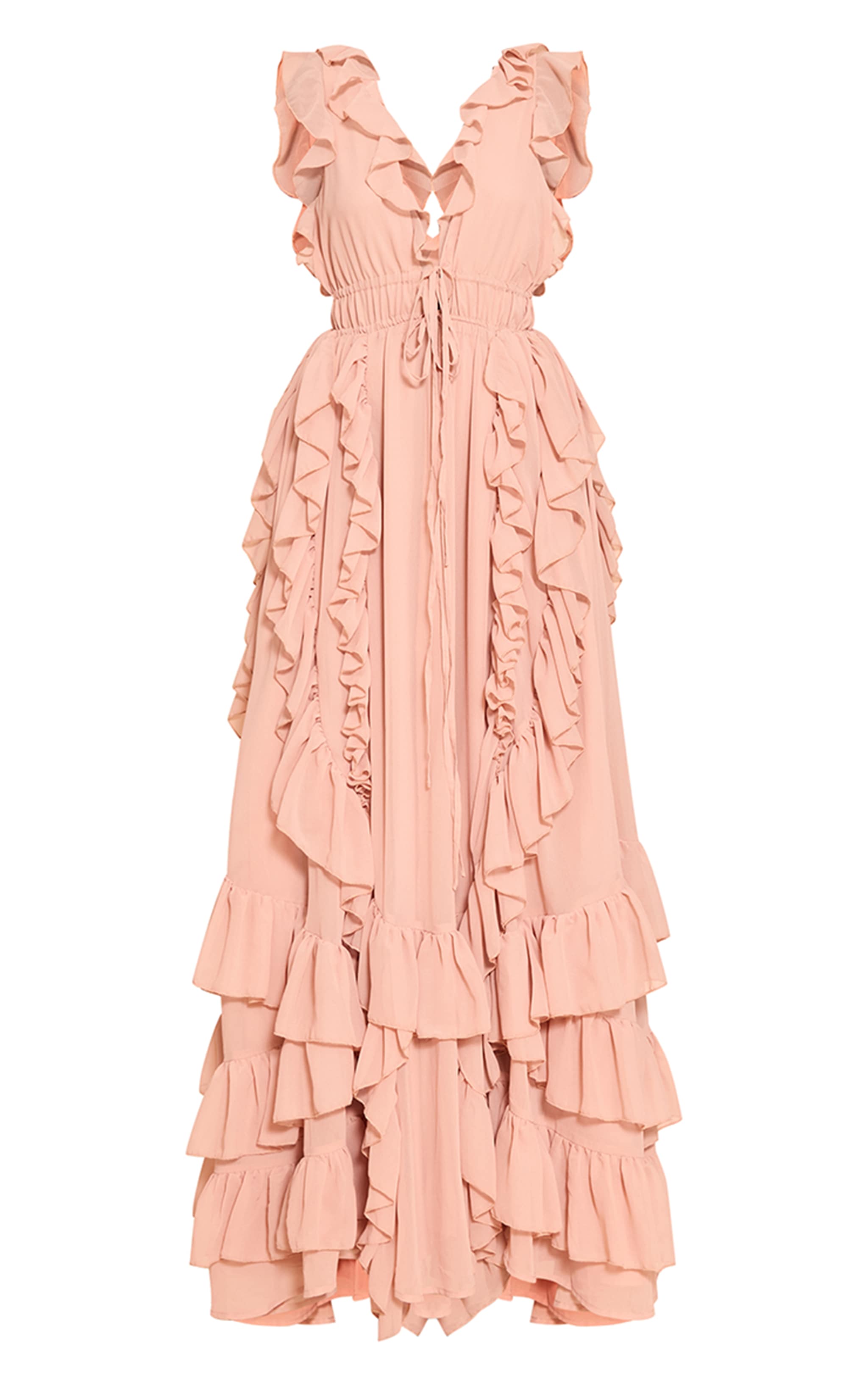Blush Extreme Frill Detail Maxi Dress image 5