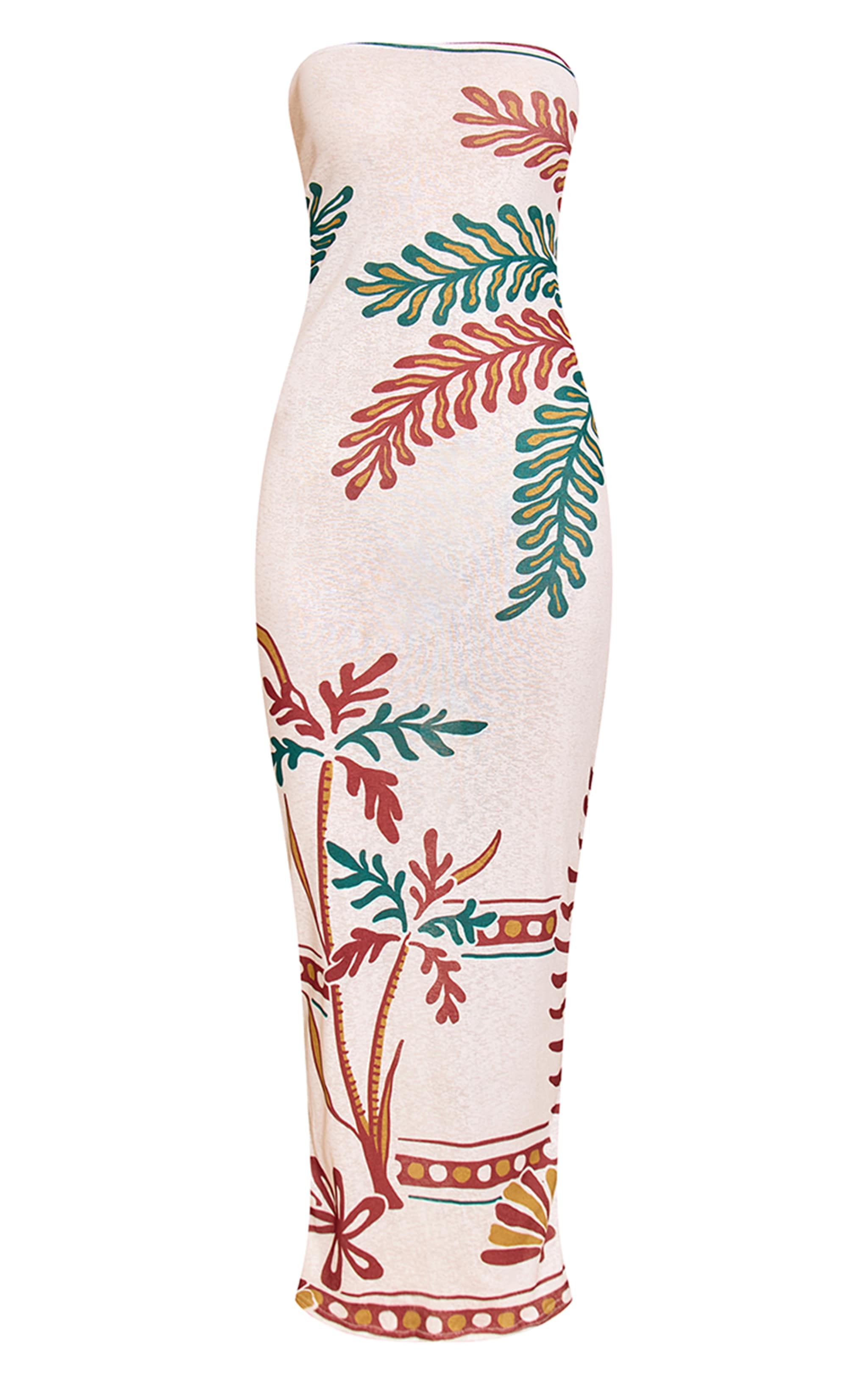 Stone Printed Onion Skin Bandeau Floral Print Maxi Dress image 5