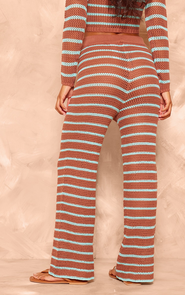 Brown Stripe Woven Mid Rise Wide Leg Pant | Co-ords