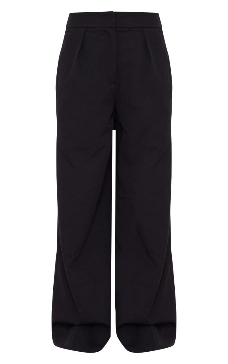 Black Tailored High Waist Pleated Front Wide Leg Trousers image 5