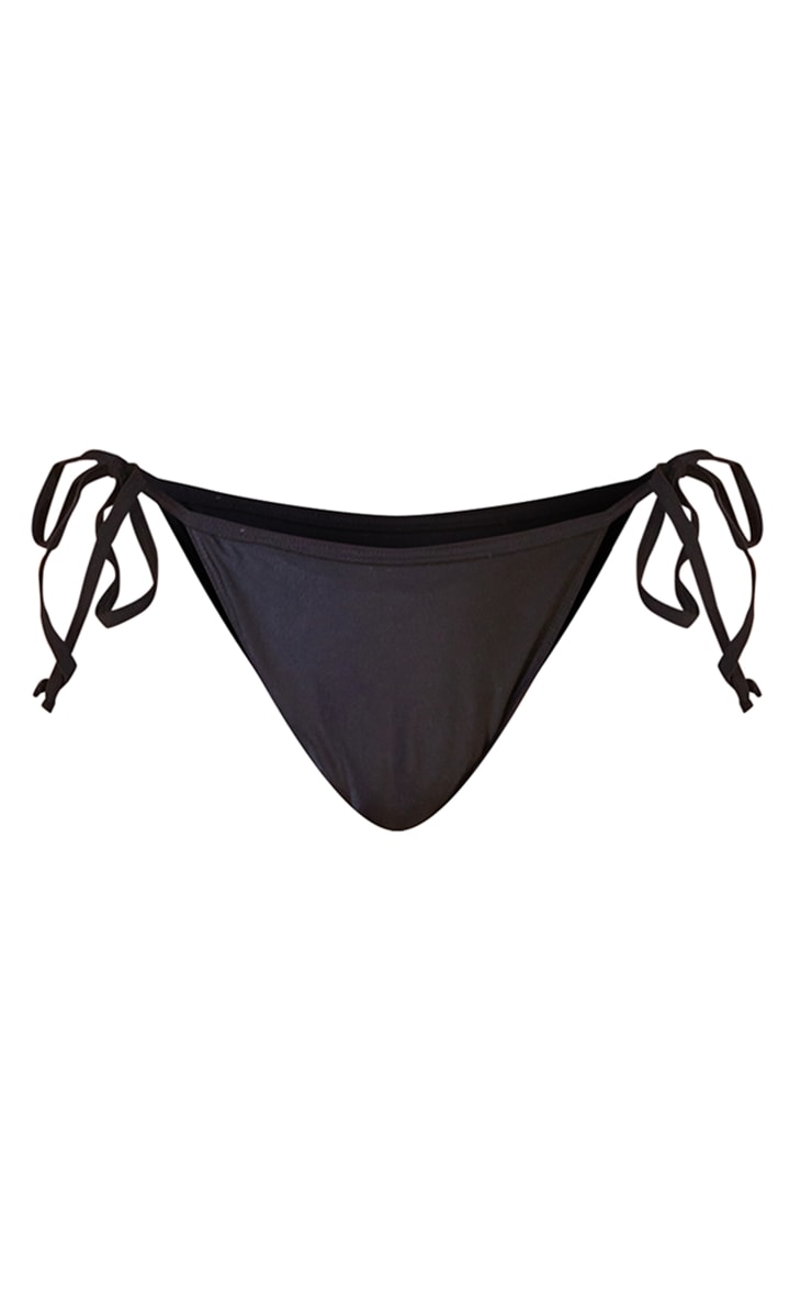 Black Mix & Match Ruched Bum Tie Side Bikini Bottoms image 1