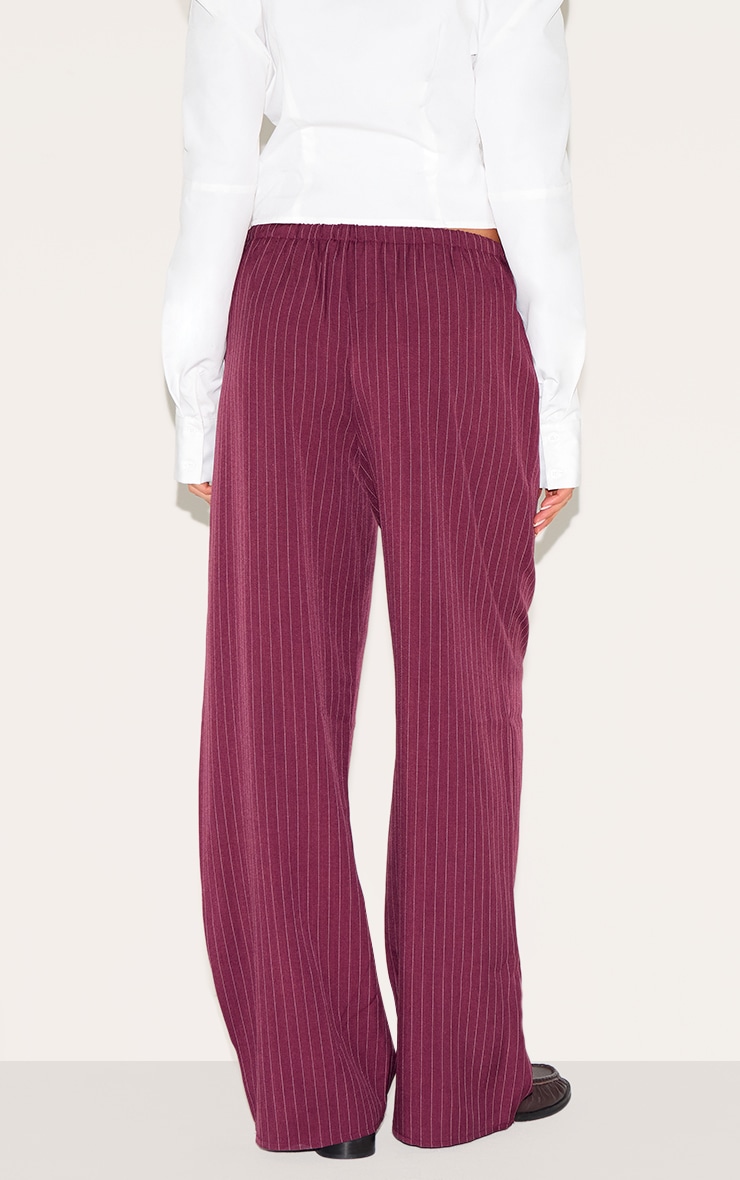 Plum Pinstripe Woven Drawstring Low Rise Relaxed Pants image 3