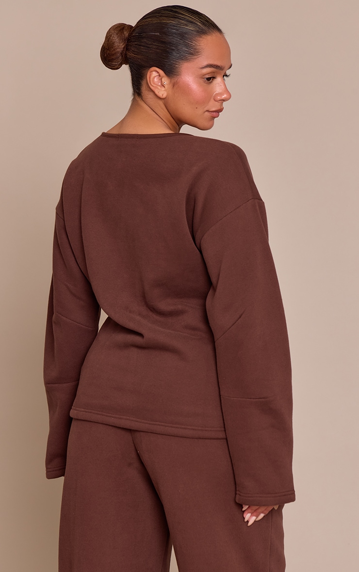 Shape Chocolate Button Up Sweat Cardigan image 2