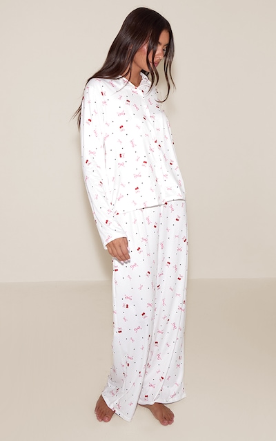 Printed Long Sleeve Button Through PJ Set