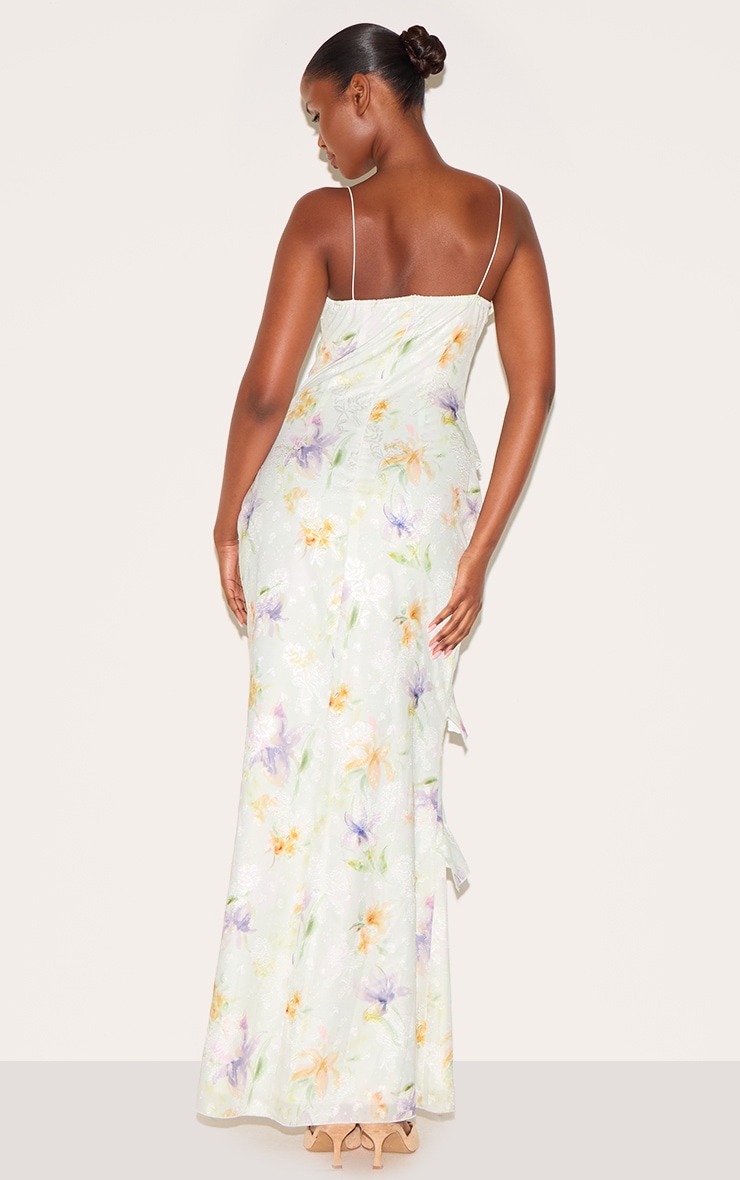 Multi Floral Embroidered Frill Maxi Dress image 2
