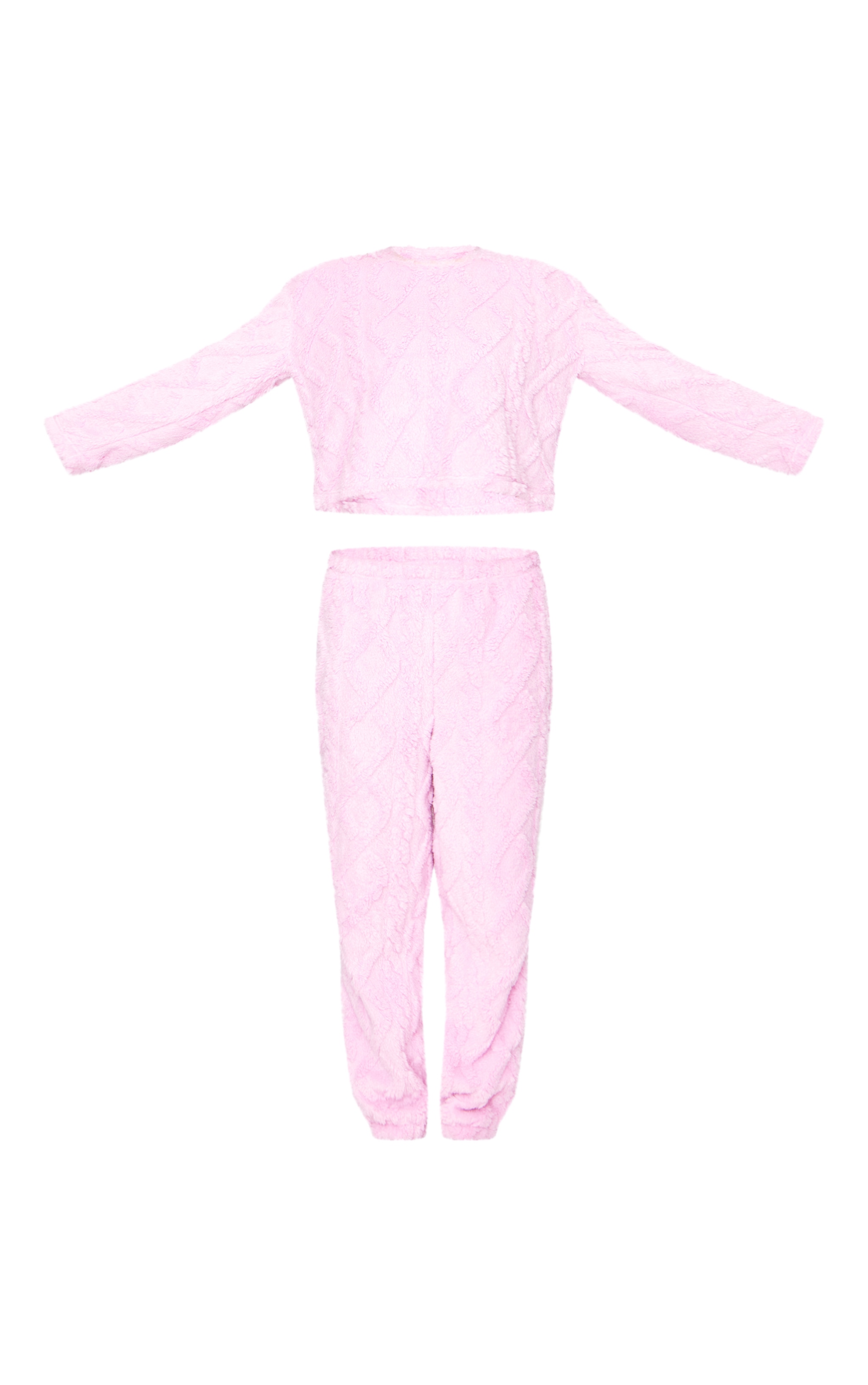 Pink Cable Fleece Long Pj Set image 5