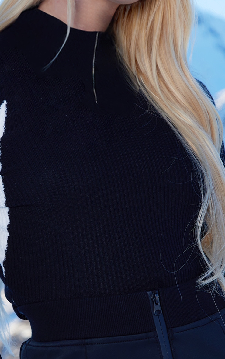 Black Ski Zip Up Knitted Crop Jumper image 4