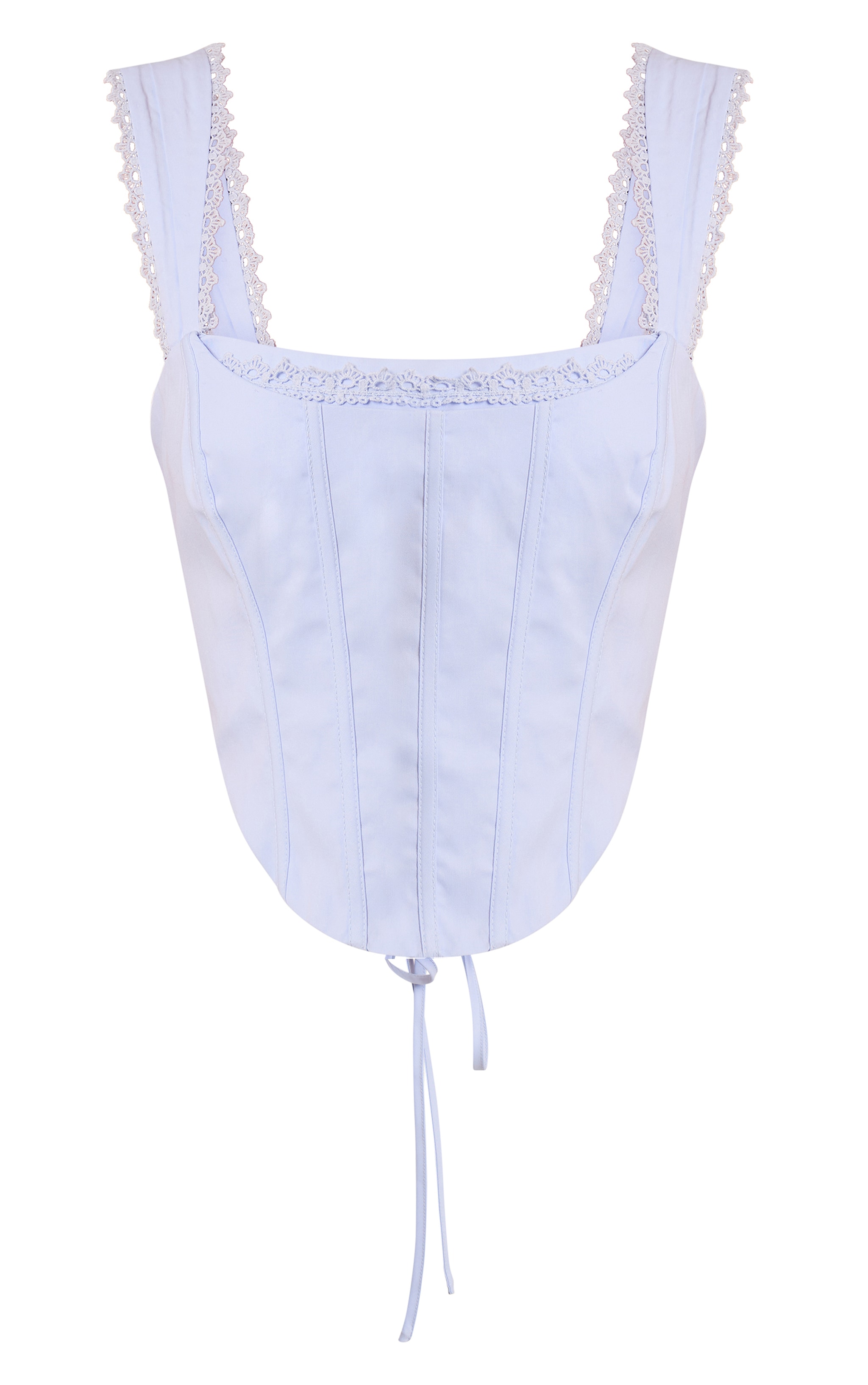 Baby Blue Woven Scallop Trim Bonded Corset image 5