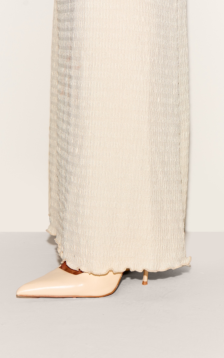 Plus Cream Crinkle Textured Lettuce Hem Long Sleeve Maxi Dress image 4