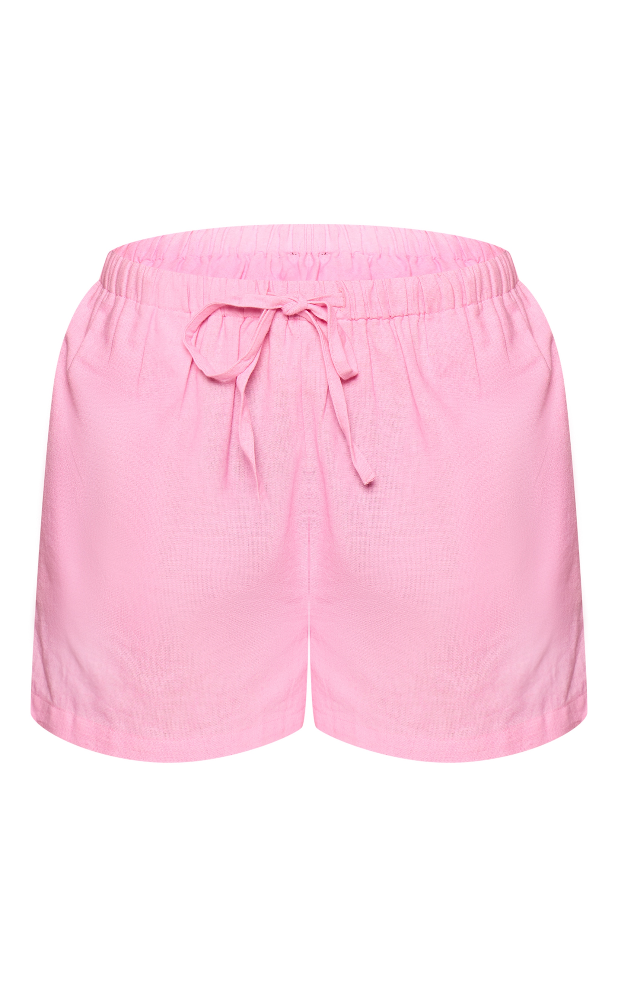 Pink Cotton Linen Look Drawstring Floaty Shorts image 6
