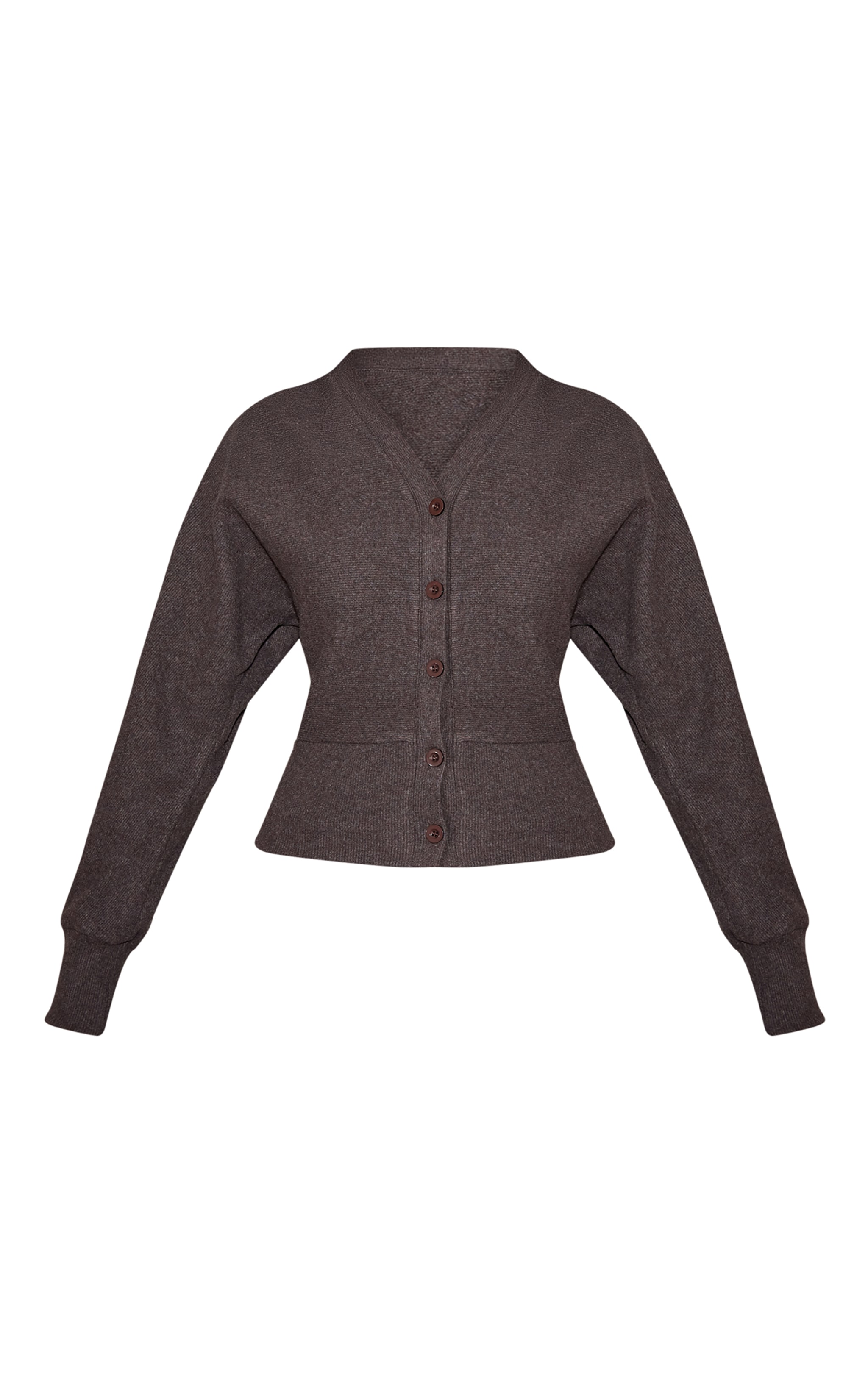 Cardigan côtelé doux marron foncé à boutons image 5