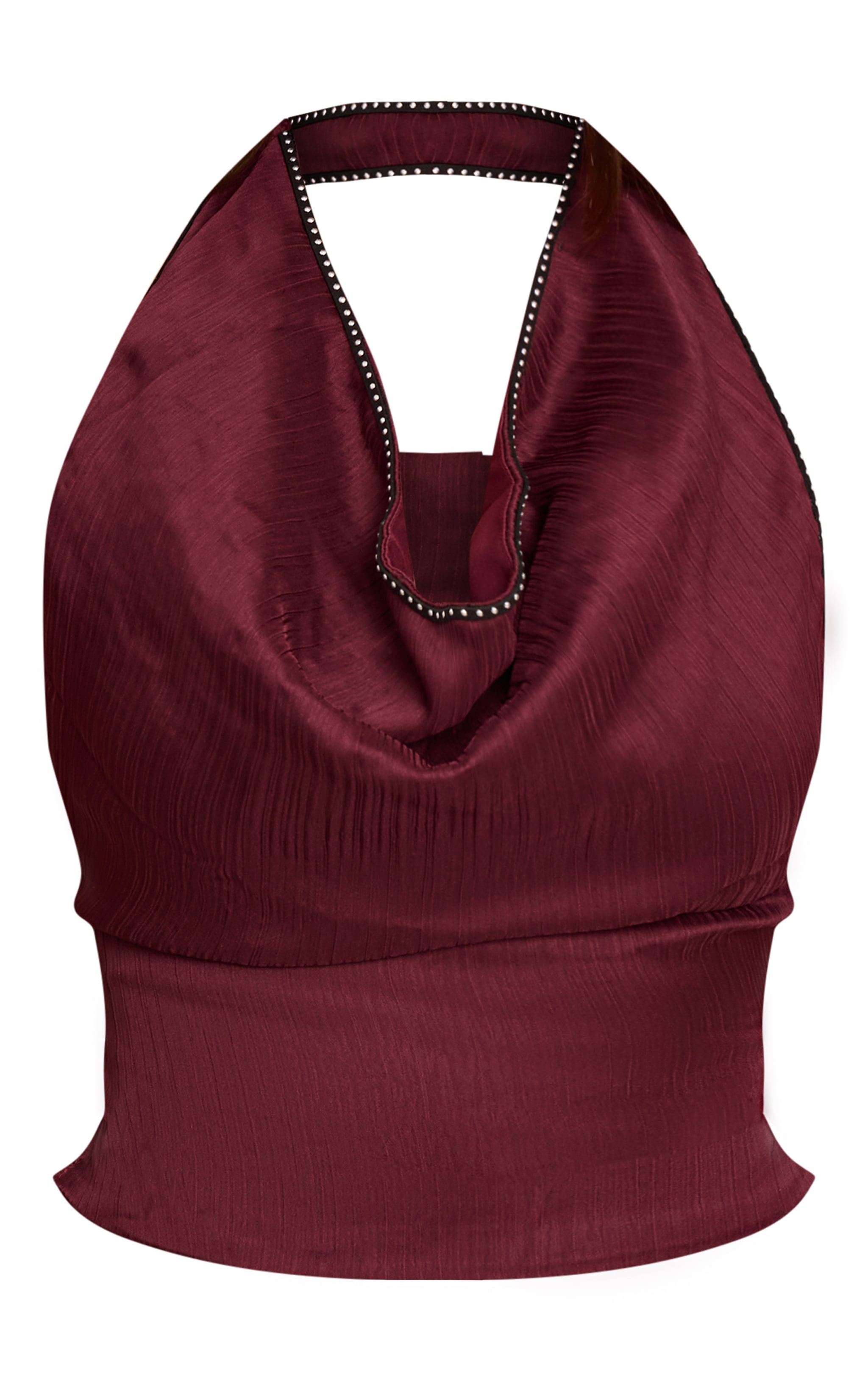 Plum Chiffon Studded Detail Cowl Neck Top image 5