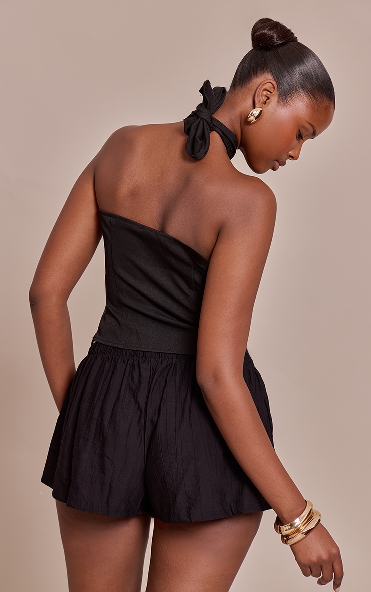 Black Bead Detail Woven Halterneck Top image 2