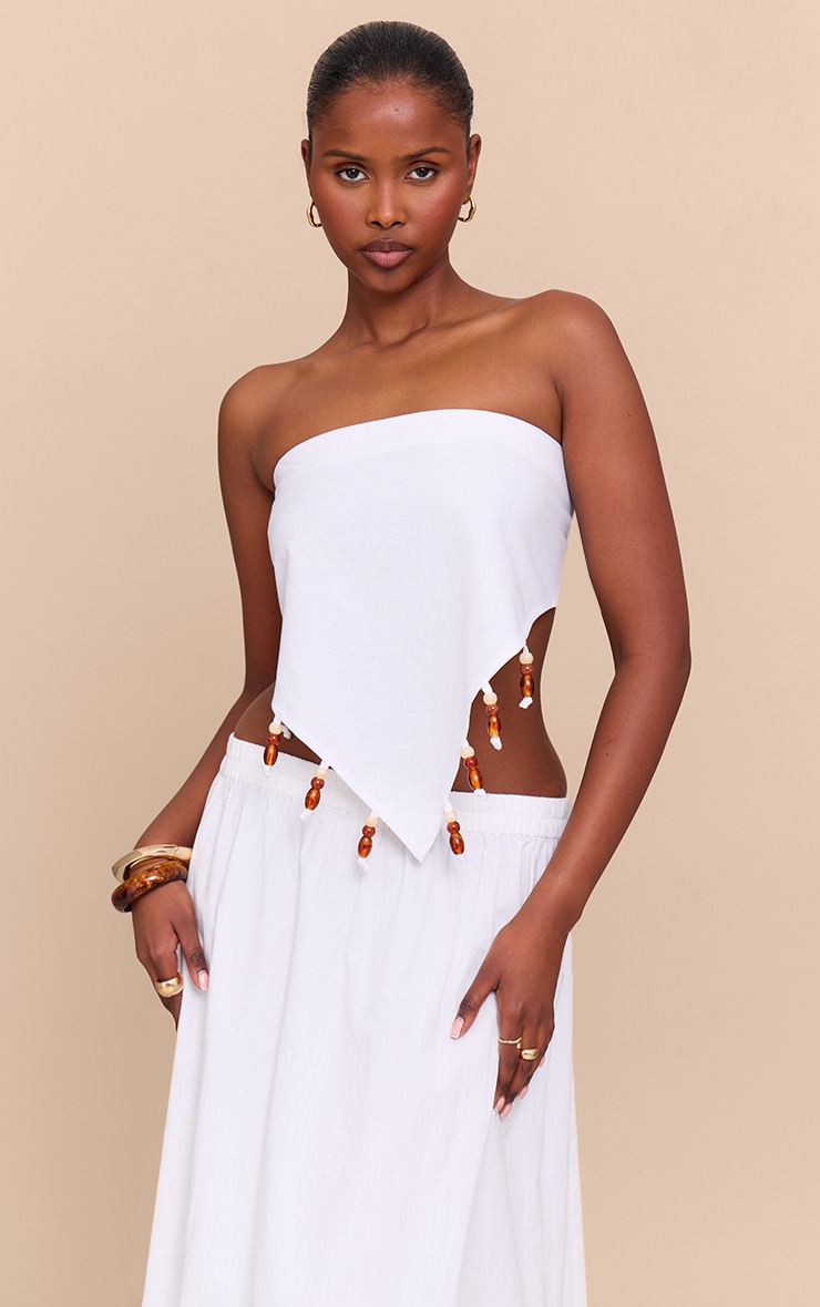 White Beaded Pointed Bandeau image 1