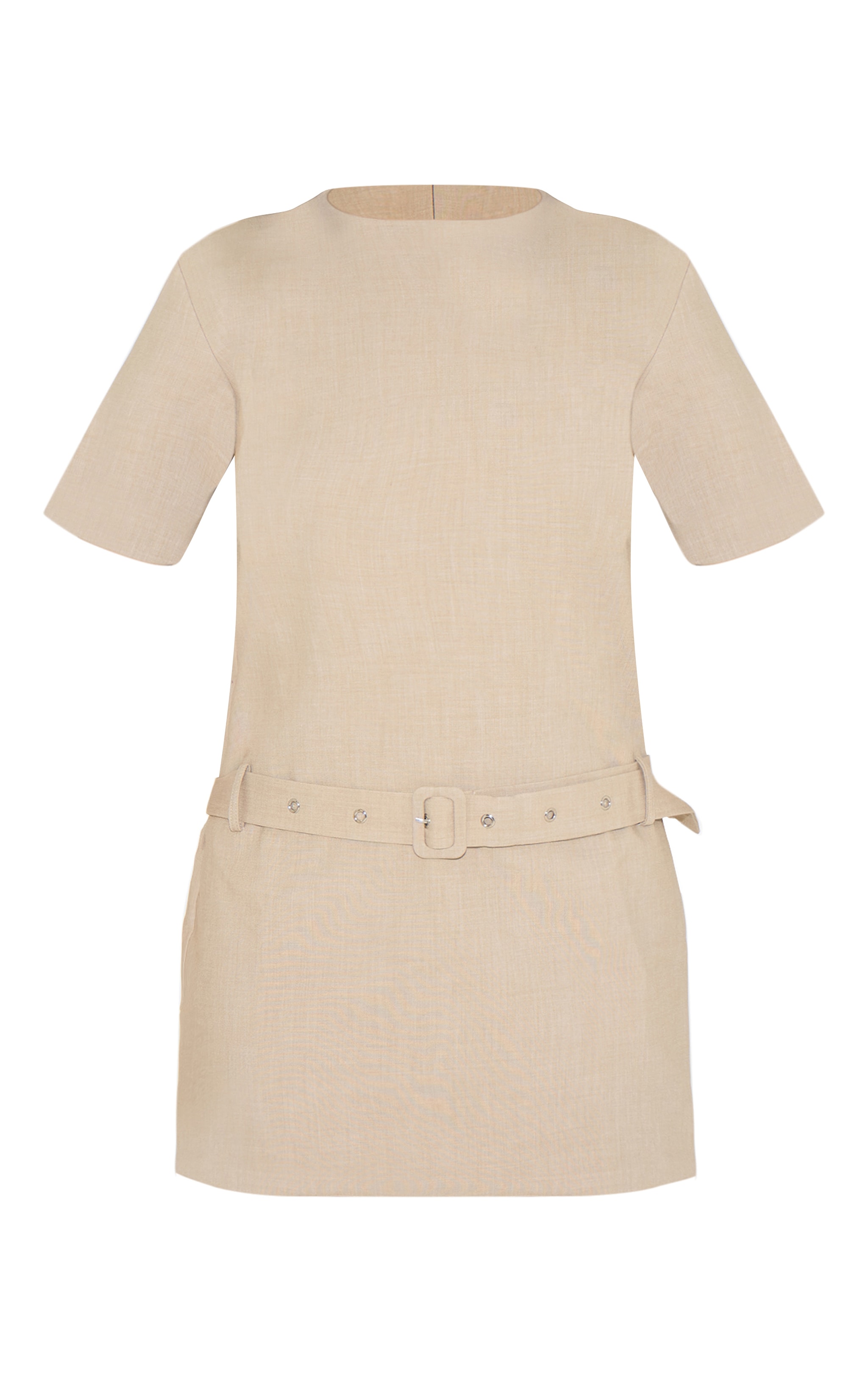 Stone Woven Oversized Short Sleeve Belted Mini Dress image 5