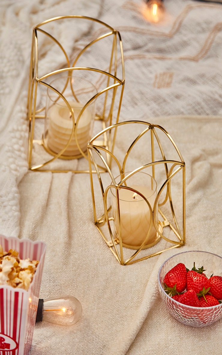 Large Gold Candle Lantern Home PrettyLittleThing
