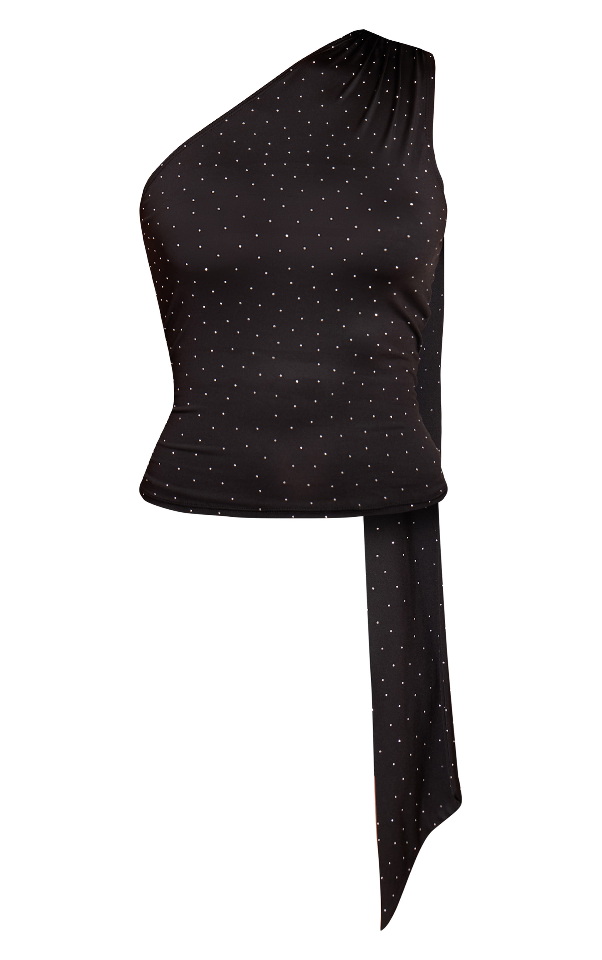 Black Hot Fix Scarf Detail Long Top  image 5