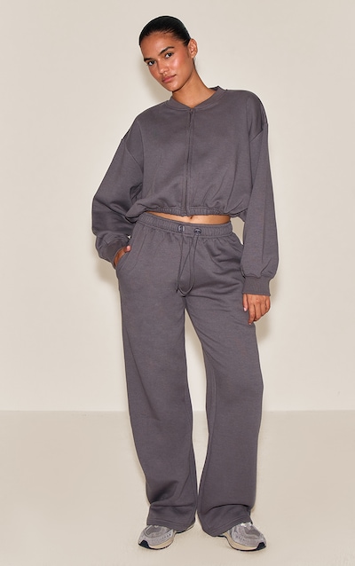 Charcoal Drawcord Waist Oversized Sweatpants