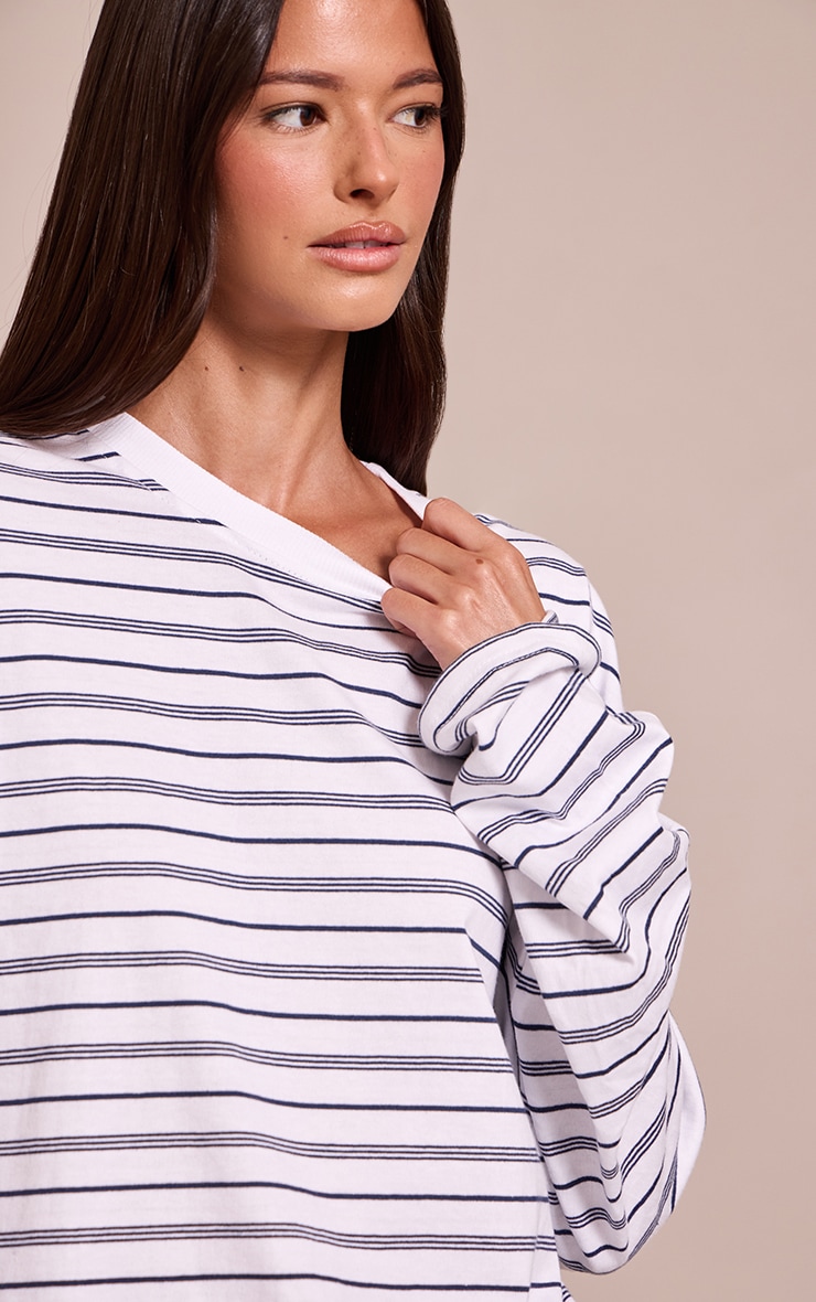 Navy Striped Long Sleeved Top image 1