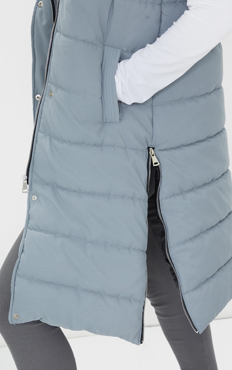 Grey Panel Padded Longline Gilet image 4