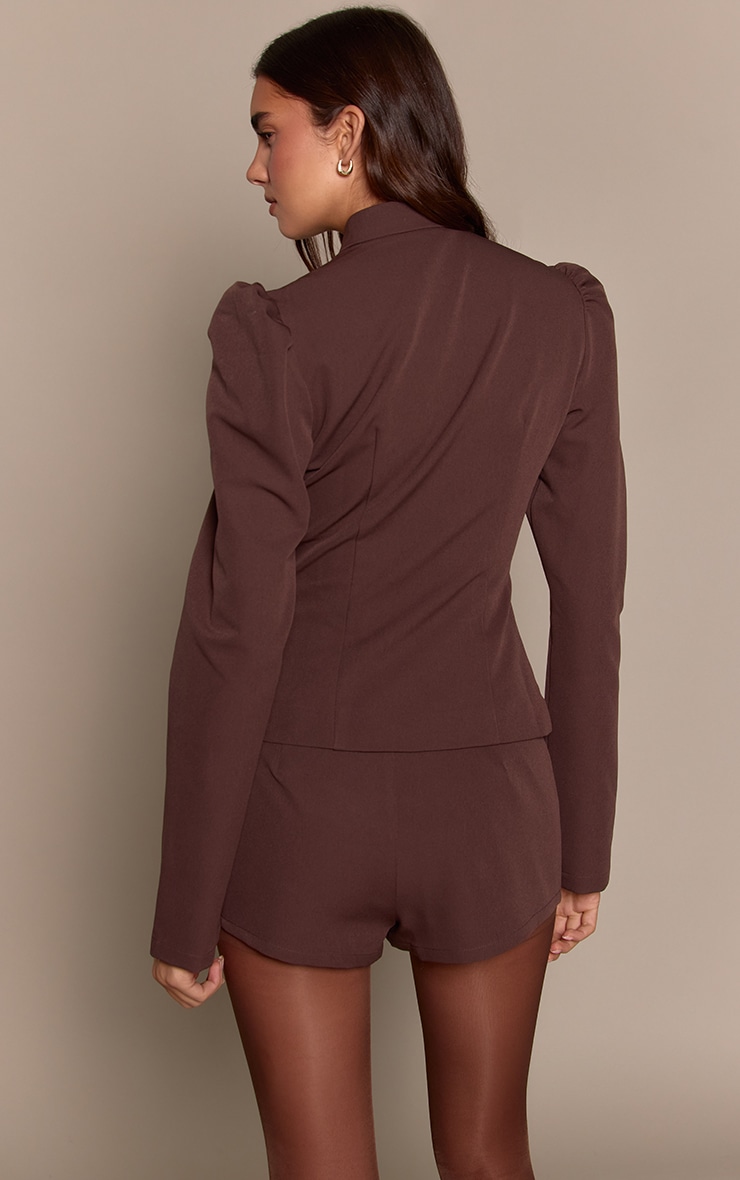 Chocolate Tailored Low Rise Mini Shorts image 3