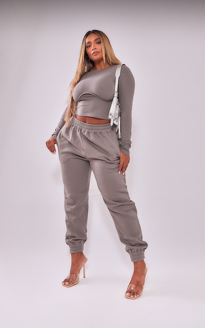 Shape Charcoal High Waisted Cuffed Track Pants