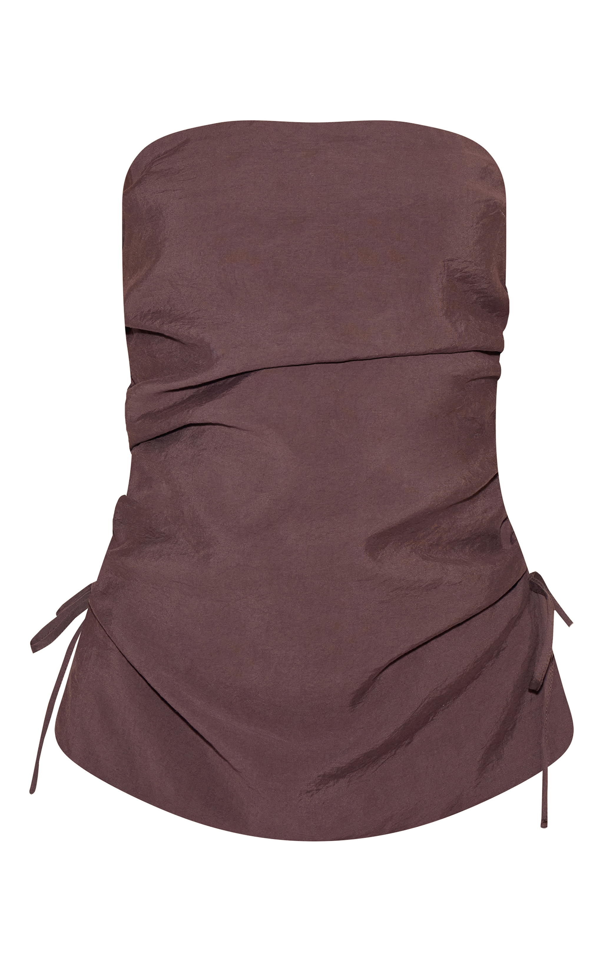 Top bustier tissé chocolat froncé image 5
