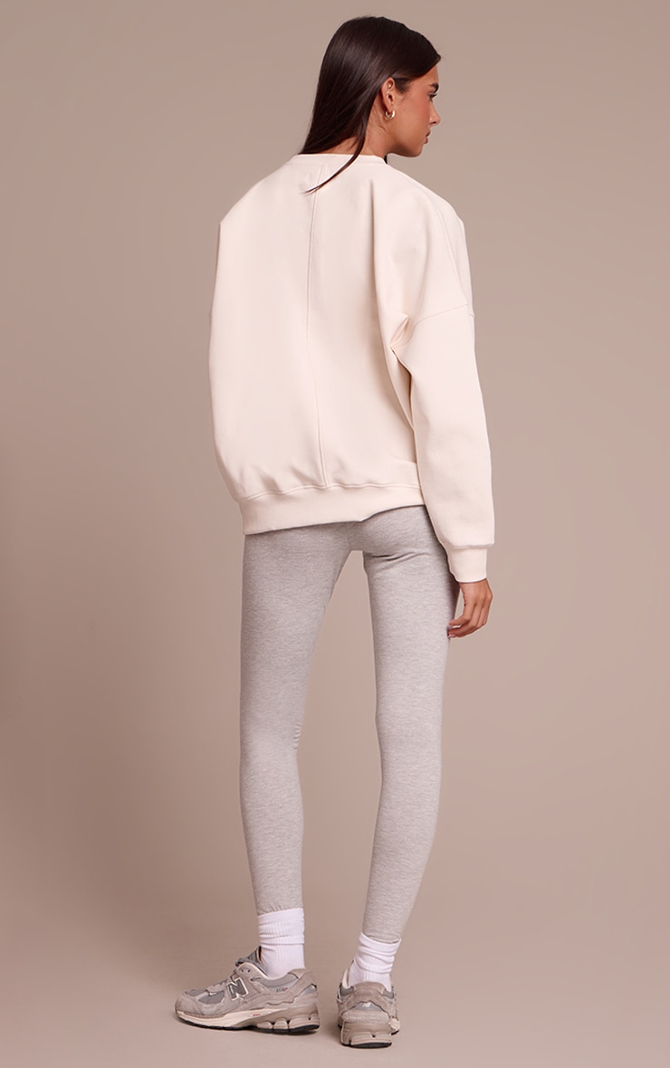 Legging basique en coton doux gris chiné à taille haute image 3