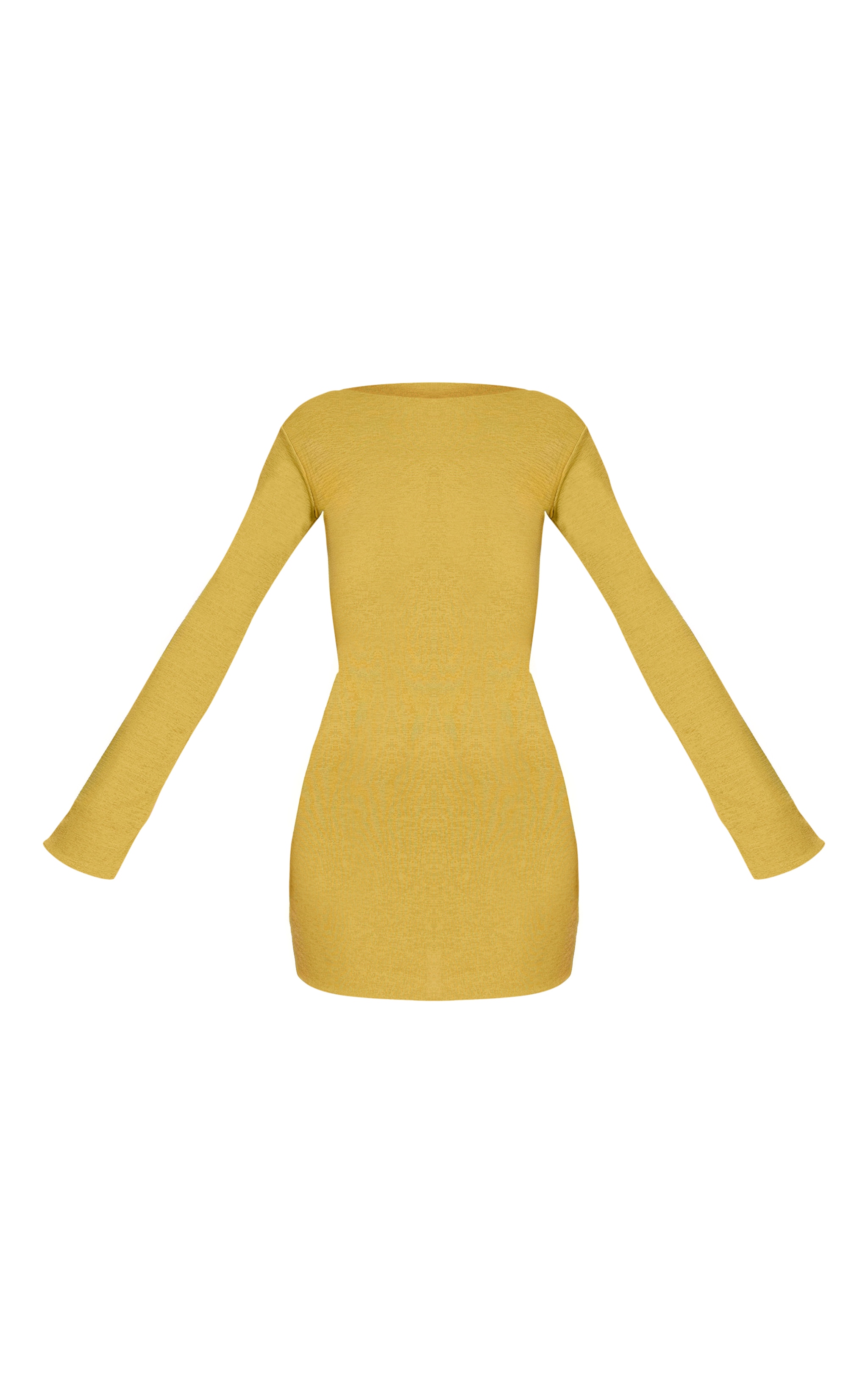 Tall Olive Onion Skin Boat Neck Flute Sleeve Mini Dress image 5