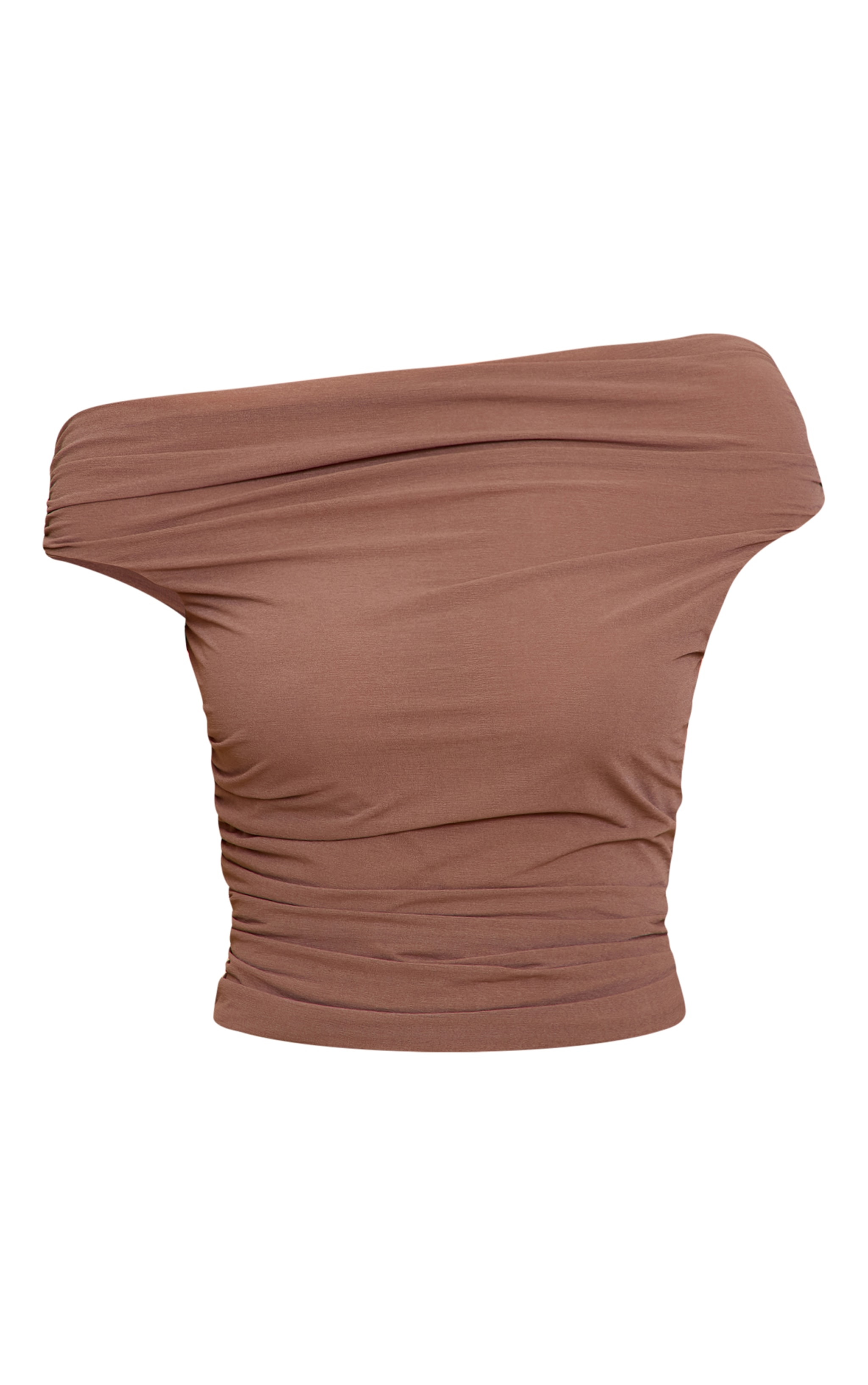 Mushroom Stretch Chiffon Ruched Detail Long Top image 5