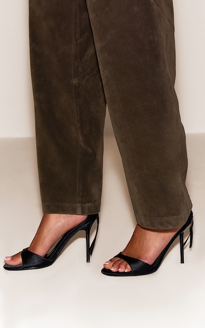 Black Satin Round Toe Bow Detail Sandal