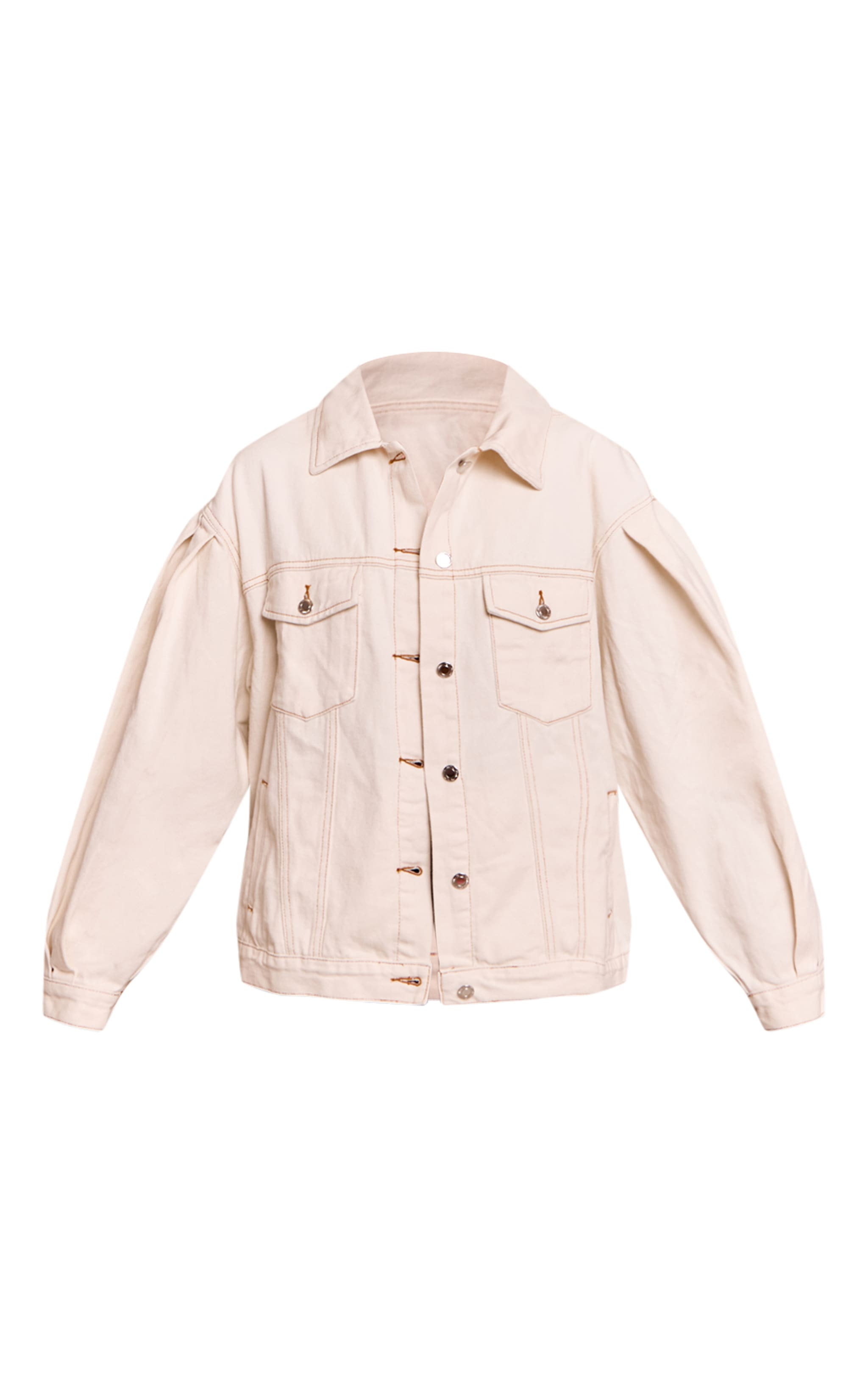 Ecru Cocoon Sleeve Oversized Denim Jacket image 5