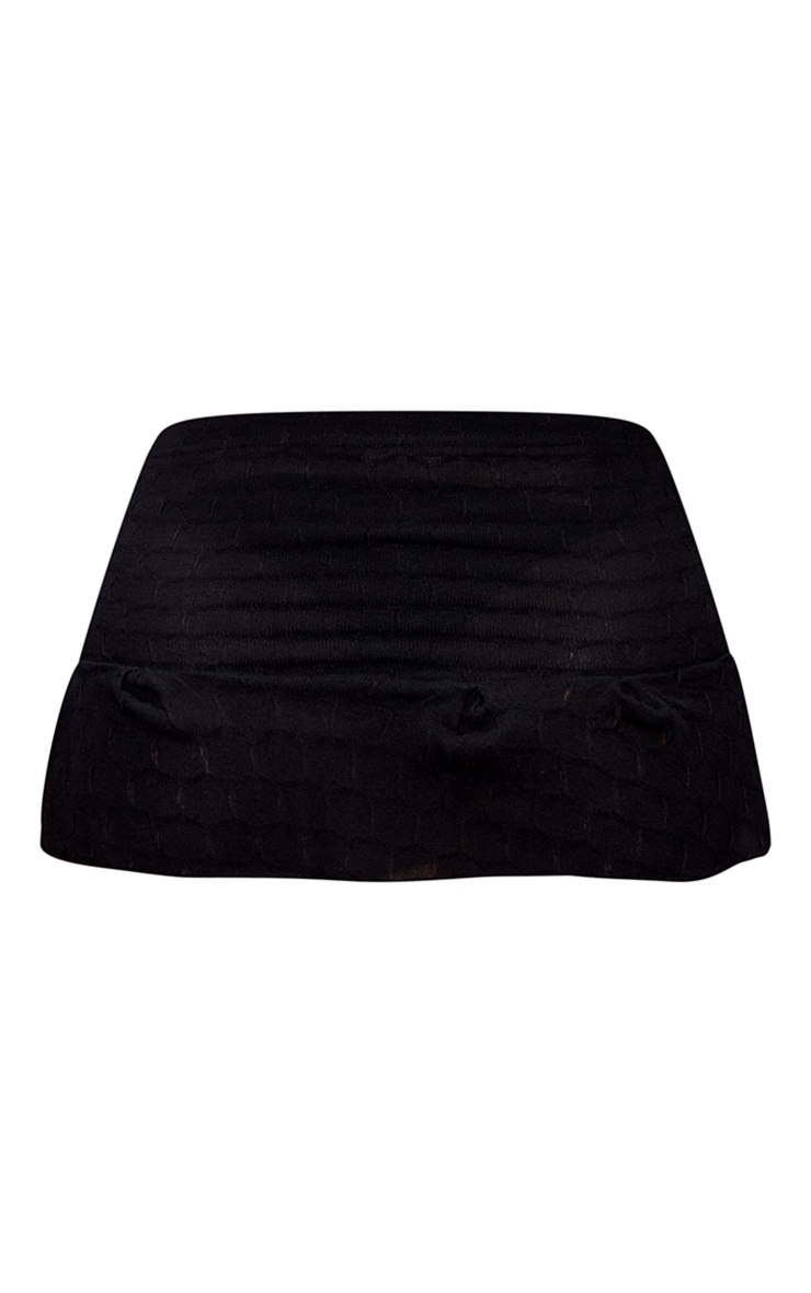 Shape Black Textured Frill Hem Micro Mini Skirt image 6